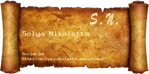 Solya Nikoletta névjegykártya